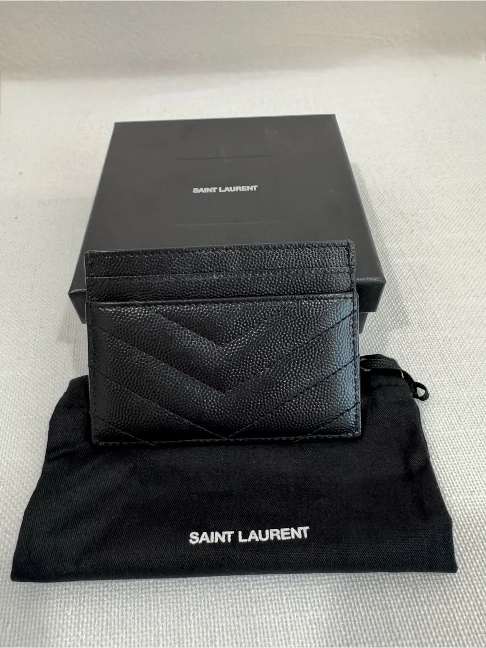 YSL Cassandre Monogram Card Case in Grained Leather (Gold) - Picture 4 of 4